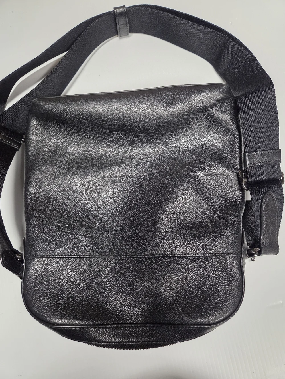 Coach Houston Flight Bag Black Leather Gunmetal Messenger Crossbody Bag